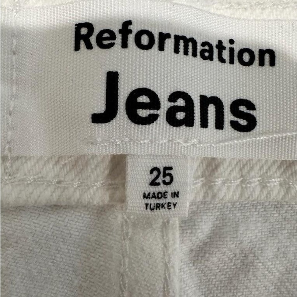 Reformation Cynthia High Rise Straight Jeans 25 White Flora Embroidery NWT - Picture 4 of 10